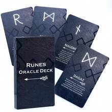 Bộ bài tiên tri Runes, bài bói toán, trí tuệ cổ xưa, hướng dẫn tâm linh, biểu tượng huyền bí, công cụ thiền định, quà tặng siêu hình. - màu đen - Xem 8