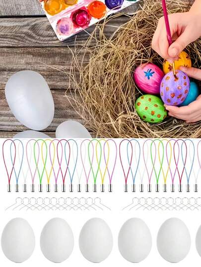 白色复活节彩蛋，DIY逼真复活节彩蛋，复活节装饰品，家居装饰，复活节派对礼物，DIY活动装饰，适合复活节派对DIY、手工制作、绘画、派对装饰、家居装饰、派对餐桌装饰