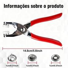 Alicate De Botões Fixador Prensa Manual Ferramenta,kit 100 Peças Para Roupas/Acessórios Sem Costura - Alicate Aplicador com 100 Botões - Visão 8