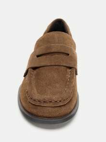 女士棕黑色口袋翻盖套脚圆头乐福鞋 - 棕色 - 查看 4