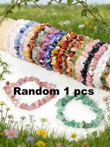 1/5/10/20/50/100 件多色天然石水晶宝石手链、紫水晶、虎眼石、黑曜石等天然水晶宝石弹性手链、脉轮石、瑜伽冥想能量手链、节日派对宝石礼物 - 彩色 - 查看 13