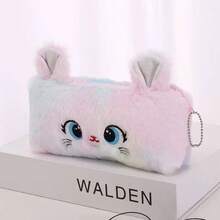 Cute Cartoon Cat Plush Pencil Case, Zipper Design, Large Capacity, Soft & Fluffy, Suitable For Storing Stationery, Cosmetics, And More, An Ideal Gift Choice,Bag - Multicolor - View 14