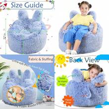 Bean Bag Chair For With Plush Faux Fur Cover 2.5FT Memory Foam Filled Bean Bag For Teens Lazy Sofa For Living Room/Bedroom/Dorm Rabbit-Ears DesignChildren's Growth Games, Fun And Joyful, Essential For Childhood - FrostBlue - View 1