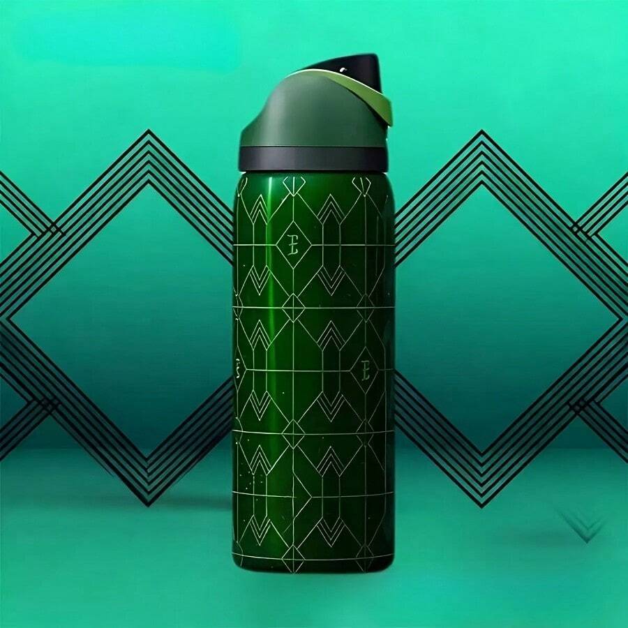 24oz /32oz Stainless Steel Insulated Water Bottle With Straw, Portable Coffee Mug Suitable For Hot & Cold Drinks, Fitness And Cycling Water Bottle, Leak-Proof Lid Travel Cup For Camping, Hiking, Driving, Outdoor Activities - 綠林 - 查看 1