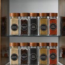 Square Glass Spice Jar With Label, Rosewood Lid, Pepper Shaker, Glass Seasoning Jar - Multicolor - View 2