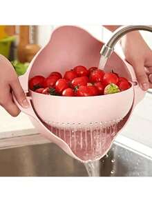 2-Tier Rotating Fruit & Vegetable Washing Bowl, Kitchen Drain Basket, Non-Drip Fruit Plate For Home Use - one-size - View 11