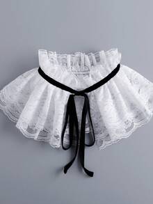1pc Women's Lace Trim Tie Decor Simple Versatile Daily Wear Retro Lolita Style Detachable Collar,Festival,Travel,Disco,Graduation Outfit - Multicolor - View 5