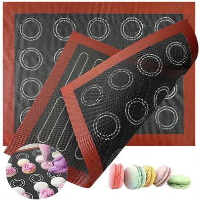 1/2 Stück Silikon Backmatte, beidseitig perforiertes Keksmuster antihaftbeschichtete Backmatte, Silikon Backblech Matte, wiederverwendbare antihaftbeschichtete Backmatte, leicht zu reinigen, geeignet für Heim-DIY, Familienfeste, Geburtstagsfeiern, Feiertage, Backzubehör, Küchenutensilien