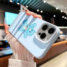 Bonita funda de teléfono con dibujos de oso azul compatible con  17,  16 Pro Max,  15 Pro Max,  13 y  12. Fabricada en material TPU, bordes rectos clásicos, estilo premium que brinda protección contra golpes y caídas. Un gran regalo para familiares, amigos, seres queridos, novios/novias y aniversarios. - Azul - Ver 5