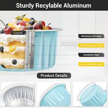 EUSOAR Cupcake Cups With Lids, Pack Of 50 5oz Assorted Colors Muffin Liners, Disposable Aluminum Foil Cupcake BaFKing Cups Ramekins, Dessert Containers, Aluminum Foil Cupcake Holders Pans With Lids - 5色混合A - 查看 4