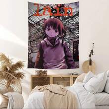 Anime Tapestry-Japan Anime Lain Movie Cartoon Tapestry Art Science Fiction Room Home Decor Wall Hanging Sheets - z9 - Xem 3