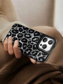 1PC Gray Black Leopard Print Fashion Design, Wild Urban Style, Premium Animal Pattern, Perfect For Women Who Love Bold And Chic Looks, TPU+PC Dual-Layer Material, Handcrafted Customized, Premium Stylish, Faux Leather Flip Wallet Case With Card Holder, Compatible With IPhone17/16/15/14/13/12/X/PLUS/PRO/PROMAX, Galaxy S25/S24/S23/S22PLUS/Ultra - 黑色 - 查看 4