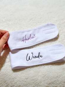 Personalized Embroidered Spa Headbands | Customized Makeup & Skincare Headbands | Letter Combination Towel Headbands | Valentine's Day Gifts | Personalized Spa Headbands | Embroidered Terry Cloth Headbands | Bridesmaid Invitation Gifts, Mother's Day Gifts - Multicolor - View 5