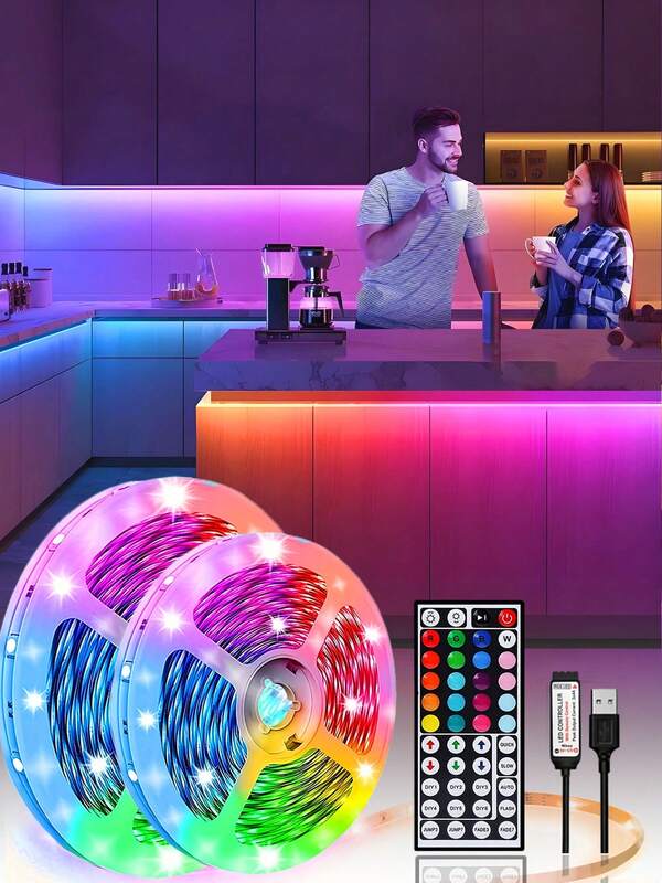 1 Stück RGB LED Streifen, kabellose Infrarot-Fernbedienung 1-20m, farbwechselnde Lichtstreifen mit 44-Tasten-Controller, RGB Licht einstellbar, LED Raumbeleuchtungsstreifen für Zimmer, Party, Feiertage, Hochzeit, Bar, Frühlingsfest, Geburtstag, Wohnzimmer, Küchenwanddekoration, Partydekoration, Geburtstagspartydekoration, Stimmungsbeleuchtung, Musikfestival, Hochzeitsdekoration, Valentinstag Dekoration