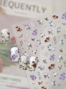 1 Sheet Luxury Retro Gilded Chinese Style Floral Butterfly Gold Foil Nail Stickers Nail Supplies - Multicolor - View 5