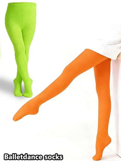 1/2 stuks groene panty's voor St. Patrick's Day, neon groene klaver fluorescerende elastische danskousen voor meisjes, comfortabele fluwelen panty's in oranje-rood, geschikt voor feestdagen, ballet, dagelijks gebruik, modieuze fluwelen panty's in levendige kleuren voor alle seizoenen