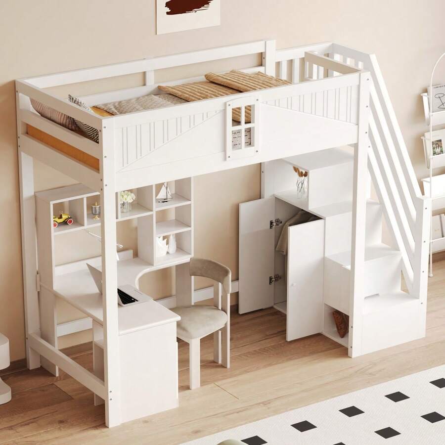 Bed Frames - White + Wood + 90cm*200cm - View 1