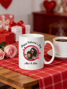 1Pc Custom Name Easter Mug – Personalized Bunny Love Rabbit Design, Heart Coffee Cup, Custom Mug, Easter Gift, Perfect For Friends, Her, Animal Lovers, Valentine's Day, Coffee & Tea Time, Daily Use, Home & Office, Special Occasions - Multicolor - View 4