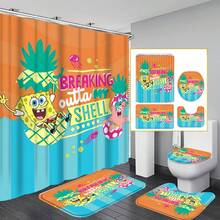 一套卡通图案浴帘套装，包含12个挂钩、180*180厘米防水浴帘、防滑垫、U型马桶垫和马桶盖，适用于房间、卧室、家居、浴室装饰及配件，也是节日礼物的理想之选。 - A - 查看 4