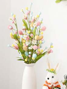 1pc Artificial Easter Flower, Easter Colorful Egg Berries Decorations, Spring Floral Stems Easter Egg Twig Branches, For Home Party Vase Floral Arrangement Centerpiece Decor. - Multicolor - View 5