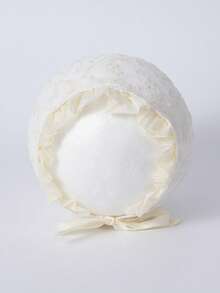 TUTUYA Infant Princess Hat, Soft & Breathable Fabric, 3D Floral Embroidery & Ruffled Trim Lightweight Baby Hat - Beige - View 8