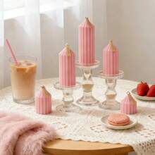 Esta dulce vela perfumada a rayas rosas tiene un diámetro de 5 cm y una longitud de 7,5 a 20 cm. Emite un aroma dulce y es sin humo. Es muy adecuada para la decoración del Día de San Valentín, regalos del Día de San Valentín, regalos festivos y cenas a la luz de las velas. - Vela - Ver 4