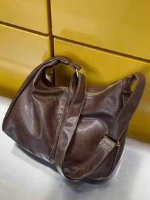 Vintage Maillard Crossbody Bag, Women's New Korean Fashion Handbag, Large Capacity Shoulder Bag, Essential For Back To School Season, Great Teacher's Day Gift, Appreciation Gift, Teacher's Bag, Education Worker's Gift, Ideal Bridesmaid Gift For Mom, Retro Style Women Bag, Teacher Gift - Brown - View 3