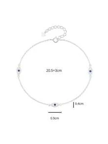 1pc S925 Sterling Silver Simple Devil's Eye Anklet, Versatile European & American Style Rhinestone Anklet, Elegant Gift - Demon Eye - View 5