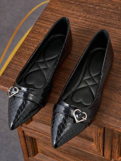 Women's Fashion Pointed Toe Slip-On Shoes, Black Work Shoes Suitable For Commuting, Office, Party, Date, Wedding, New Year, Valentine's Day, Casual Versatile Shoes For All Seasons, Elegant Spring Flat Shoes