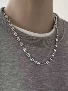 1 Classic Minimalist Oval Chain Necklace - Oval - View 1