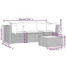 vidaXL 4-Teiliges Garten-Lounge-Set Mit Kissen, Schwarz Polyrattan - 黑色 - View 11