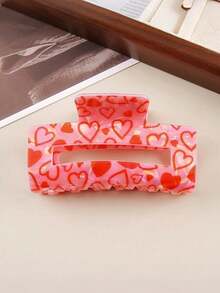 1pc Heart-Shaped, Lip, Cupid Rose Design Large Rectangle Hair Clip, Valentine's Day - Shark Hair Clip - View 5