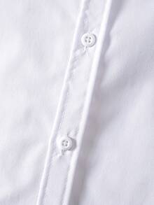2 bucăți de tricou elegant pentru băieți pre-adolescenți, stil școlar clasic, petrecere casual pentru întoarcerea la școală: tricou cu mânecă scurtă și cămașă albă formală cu mânecă lungă - alb - Vizualizare 5