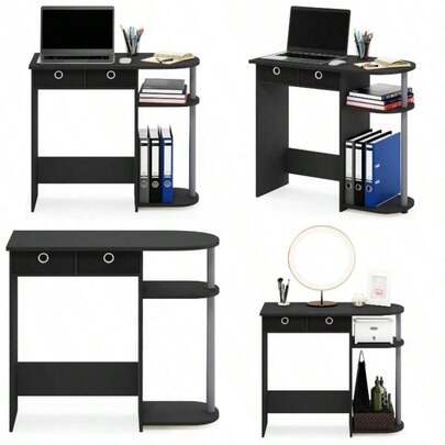 Home Laptop Notebook Computer Desk, Study Desk, Writing Desk, Black/Black, 80x 72.4 Hx 39.6 D