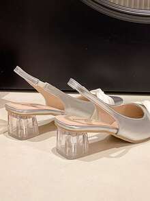 2026新款仿珍珠仙女风高跟凉鞋，尖头细带高跟鞋，夏季户外穿着 - 銀色 - 查看 6