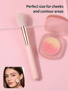 1pc Flame Blush Brush, Precise Face Blusher Powder Highlighter Makeup Brush, Soft Bristles Non-Irritating Makeup Tool - Apricot - View 3