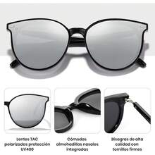 Cyxus Lentes de Sol para Mujeres, Lentes Polarizados Mujeres Lente Retro Protección UV para Conducir, Viajar, Compras - Lente Plata 1945 - Ver 9