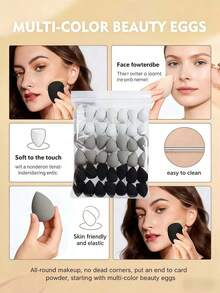 Set de 1 pieza/2 piezas/3 piezas/4 piezas/6 piezas/10 piezas de esponjas de maquillaje de colores y formas aleatorias, esponjas de maquillaje, esponjas multicolor sin látex con forma de gota de agua, para uso en seco y húmedo para mezclar base de maquillaje, adecuado para crema, polvo, líquido, fácil de usar y llevar, regalos, viajes, artículos baratos, artículos esenciales de viaje - Multicolor - Ver 4