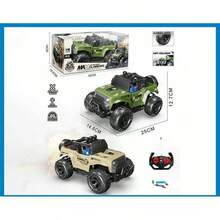 Coche de juguete militar todoterreno verde y desierto con control remoto para niños, función de derrape con luces - aleatorio - Ver 3