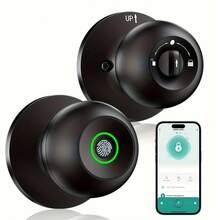 Fingerprint Door Locks For Bedrooms, Fingerprint Door Handles With Locks, Smart Door Handles, Biological Door Handles, App Controls, Spare Keys, Fingerprint Door Handles For Bedrooms, Offices, Apartments - 黑色 - 查看 12