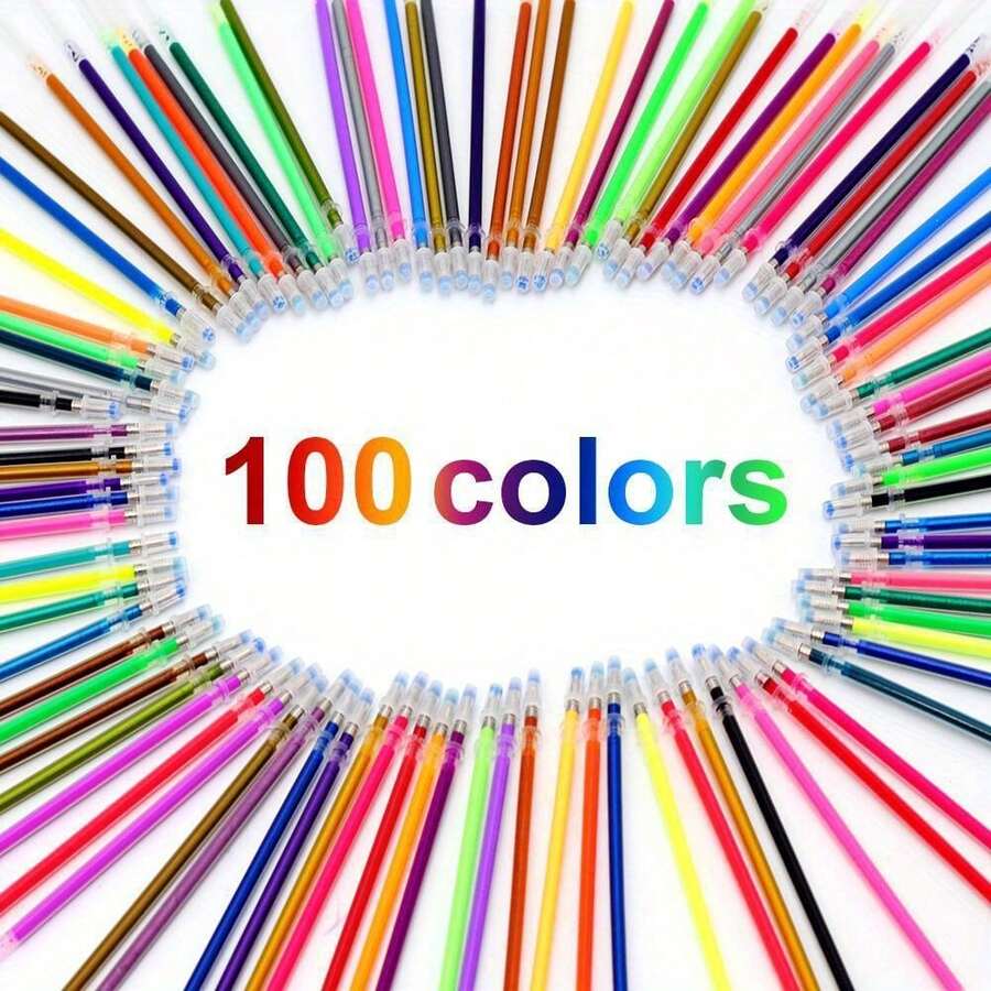 60/100 piezas Recambios de bolígrafos de colores brillantes, bolígrafos de gel de colores arcoíris brillantes, bolígrafos resaltadores para suministros de arte, papelería metálica fluorescente - Conjuntos - Ver 1