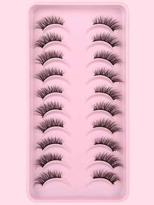 10 Pairs Criss-Cross Curled False Eyelashes, Cosmetic Accessories - Black - View 7