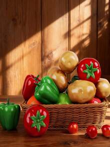 12/4pcs Realistic Vegetable Decor, Lifelike Potato, Pumpkin, Carrot And Chili Decorations, Suitable For Home, Exhibition, Desk, Room Decor - Multicolor - View 3