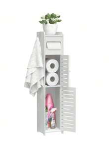 Estante Organizador Baño Sanitario Wc Dos Niveles Con Puerta, Estante de almacenamiento - Blanco - Ver 8