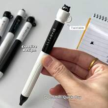 4支/套 茶杯猫造型中性圆珠笔 创意扭杯书写笔 0.5mm 速干黑色笔 学生学习考试笔 学校办公用品 - 4件-顏色隨機 - 查看 7