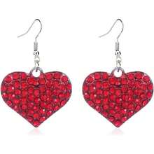 Red Heart Drop Earrings - CZ Red Heart - View 6