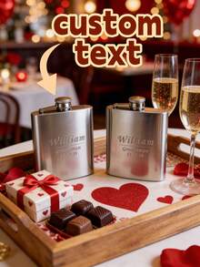 1pc Custom Wedding Metal Hip Flask With Personalized Text, Elegant And Practical Wedding Gift For Groom Or Groomsmen - Multicolor - View 1