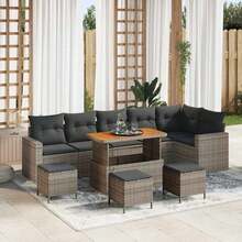 vidaXL 12-Teiliges Gartensofaset Mit Kissen, Grau Poly-Rattan - Grau - Übersicht 1