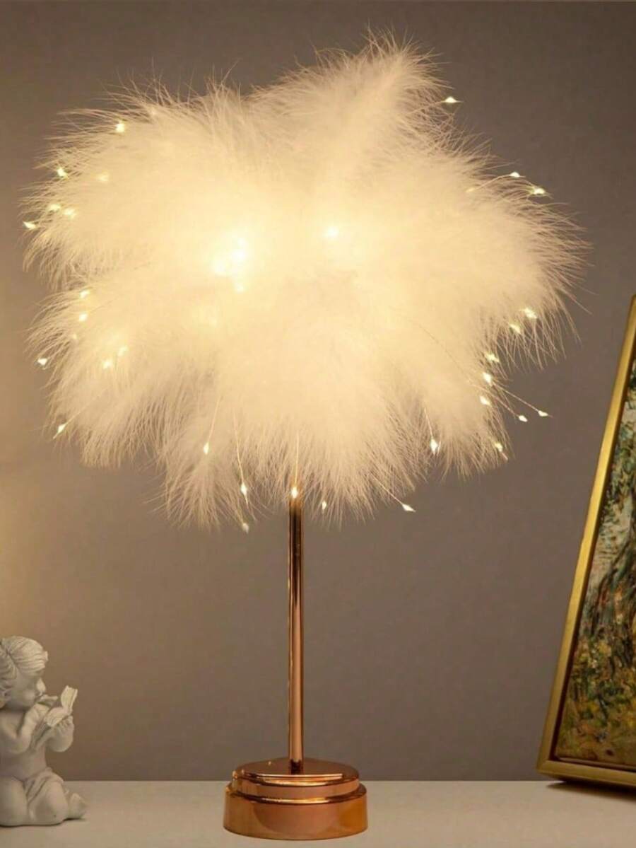 2DeTODO Cute Decorative Feather Lamp - White - View 1
