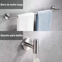 Kit Acessórios Toalheiro Prata Escovada Parafusado Aço Inox 5 Peças Winda - Prata - Visão 4